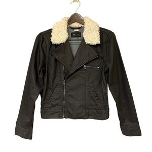 Levi Black Wax Denim Moto Trucker Jacket. Medium
